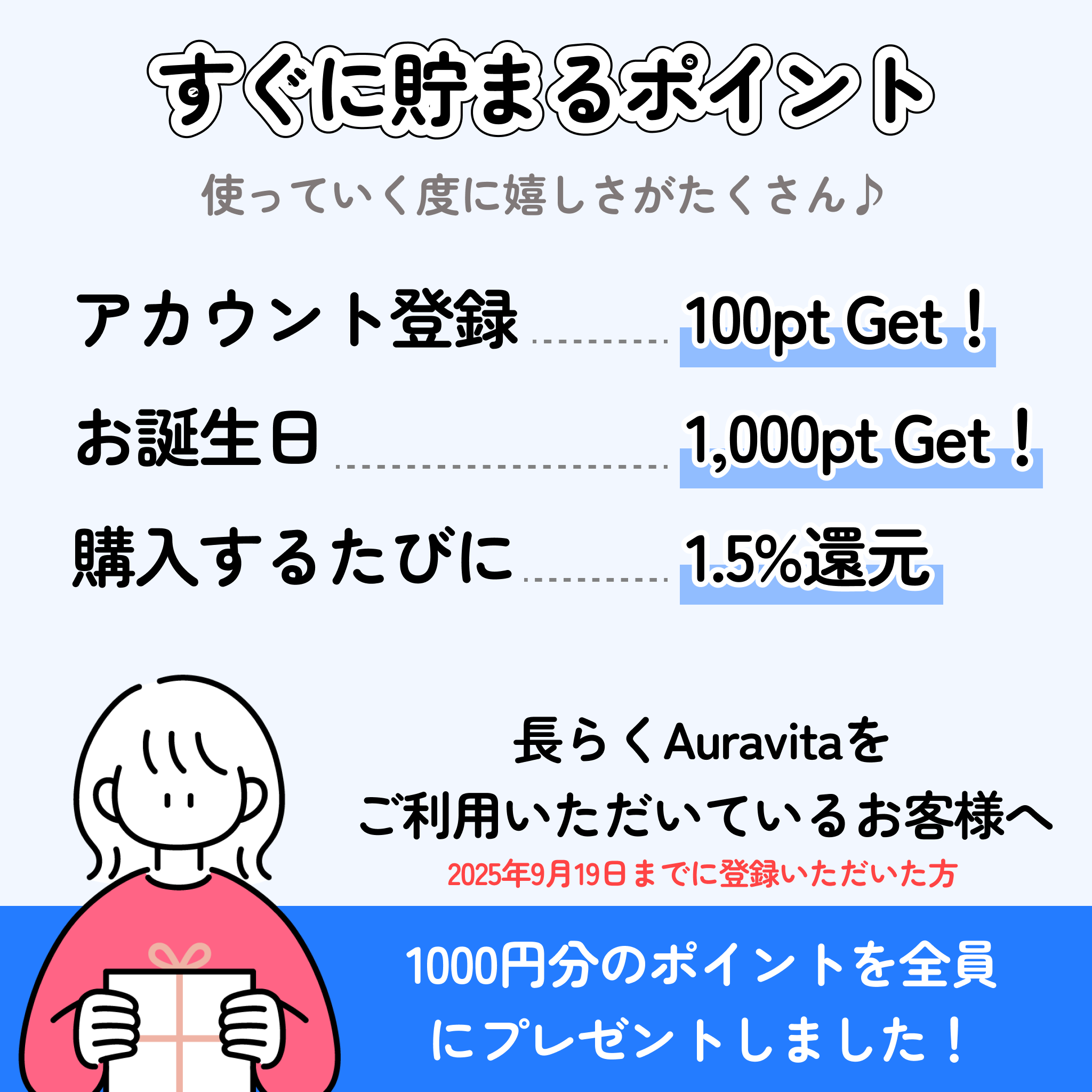 【12/25まで】auravitaポイント超お得祭り！最大40％オフ！！